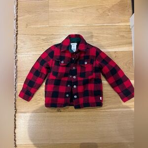 Tommy Bahama black & red plaid button down / fleece lined jacket. Size XS (4)